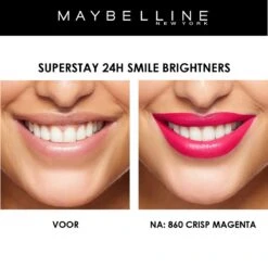 Maybelline SuperStay 24H Smile Brighters Lippenstift - 860 Crisp Magenta - Roze - Langhoudend -Mode Cosmetica Lipmake-Upwinkel 1200x1196 6