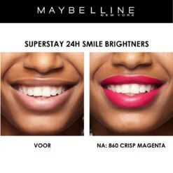 Maybelline SuperStay 24H Smile Brighters Lippenstift - 860 Crisp Magenta - Roze - Langhoudend -Mode Cosmetica Lipmake-Upwinkel 1200x1197 12