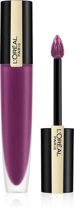 L'Oréal Paris Rouge Signature Lippenstift - 104 I Rebel - Paars - Matte Vloeibare Lipstick -Mode Cosmetica Lipmake-Upwinkel 429x1200