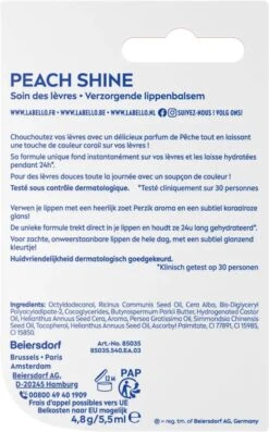 Labello Fruity Shine Peach Lippenbalsem - 5.5ml -Mode Cosmetica Lipmake-Upwinkel 747x1200 3